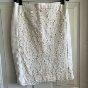 White lace detail pencil skirt